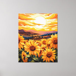 Georgia O Keefe style sunflowers at sunrise Canvas Print