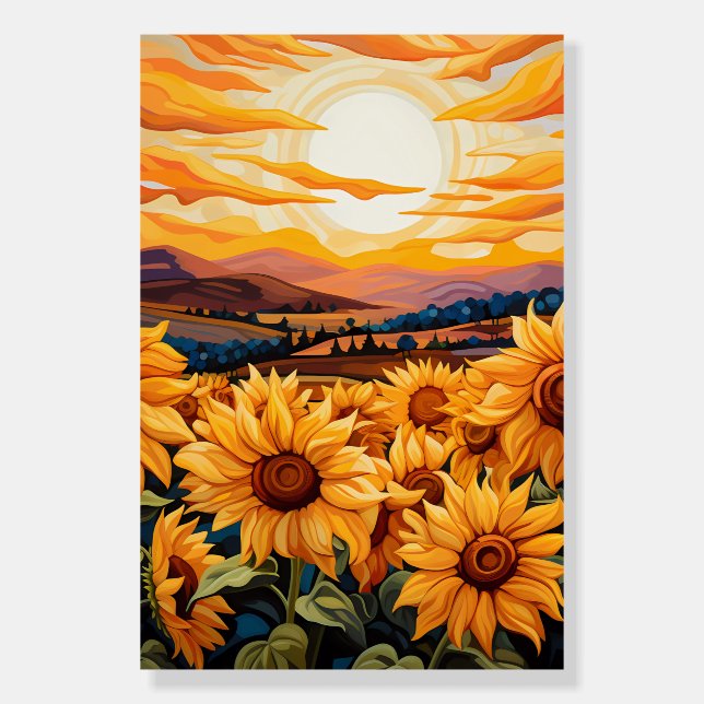 Georgia O Keefe style sunflowers at sunrise Foam Board (Front)