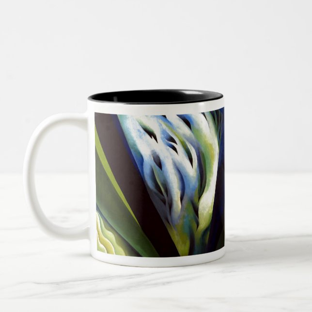 Georgia O Keeffe Blue and Green Music Two-Tone Coffee Mug (Left)