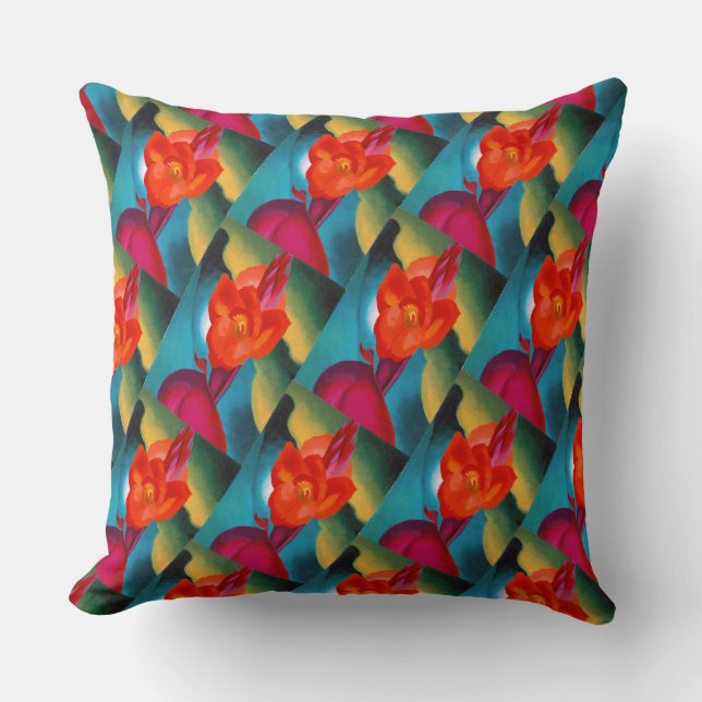 Georgia O'Keefe 1919 Red Canna Throw Pillow (Front)