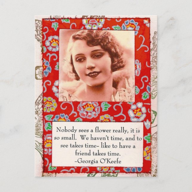 Georgia O'Keefe Friendship Quote Collage Postcard (Front)