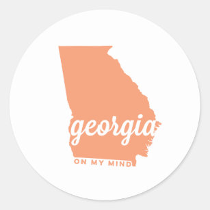 georgia   on my mind   peach classic round sticker
