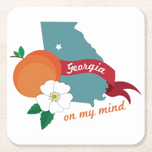 Georgia On My Mind Square Paper Coaster