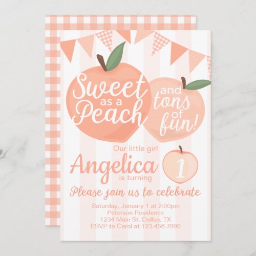 Georgia Peach Birthday Party Invitation Invite