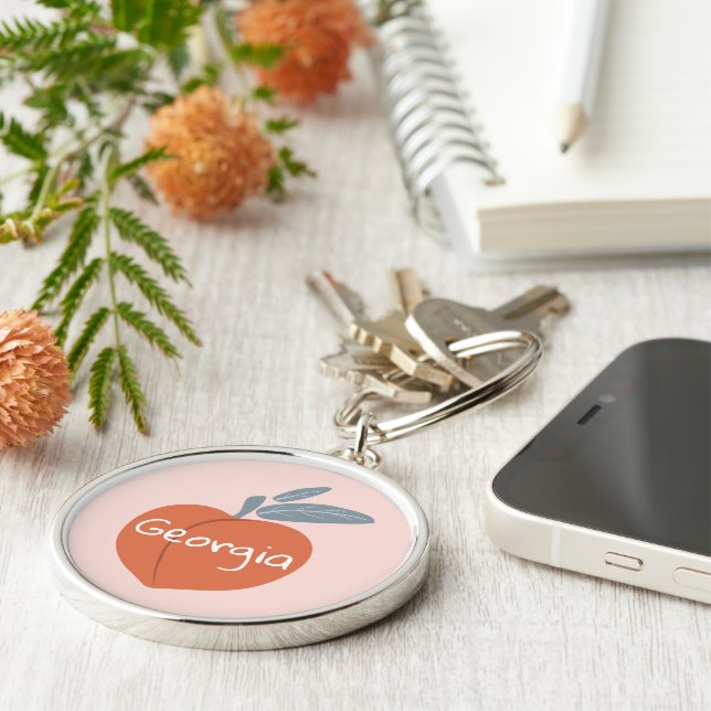 Georgia Peach customize your text Keychain (Side)