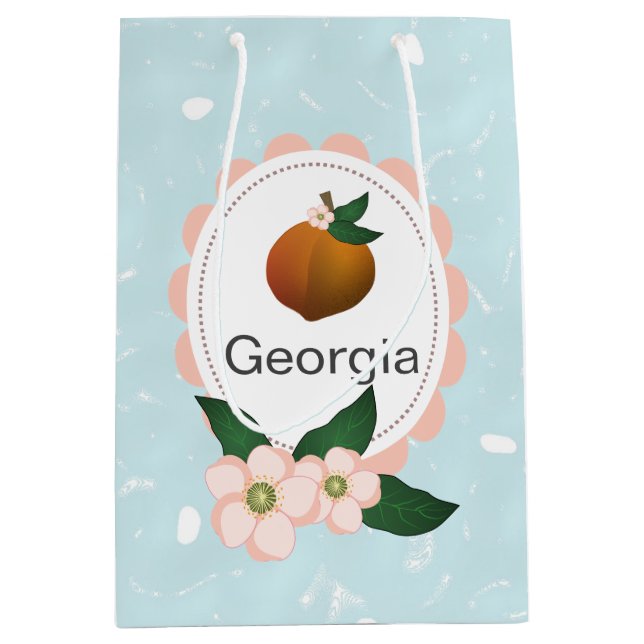 Georgia Peach fruit art design. Medium Gift Bag (Front)