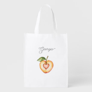 Georgia Peach Heart Fruit Grocery Bag