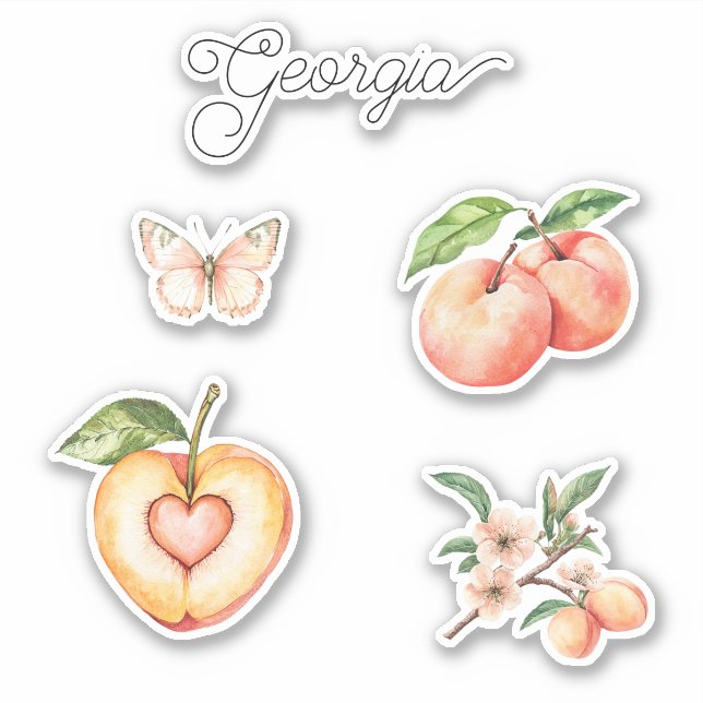 Georgia Peach Heart Fruit Sticker (Front)