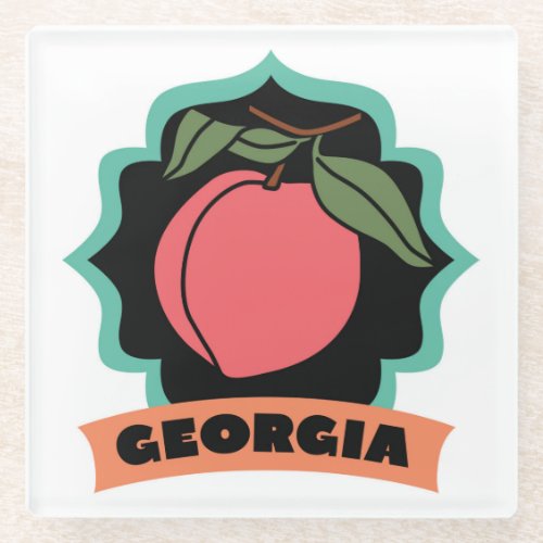 Georgia Peach Logo Glass Coaster