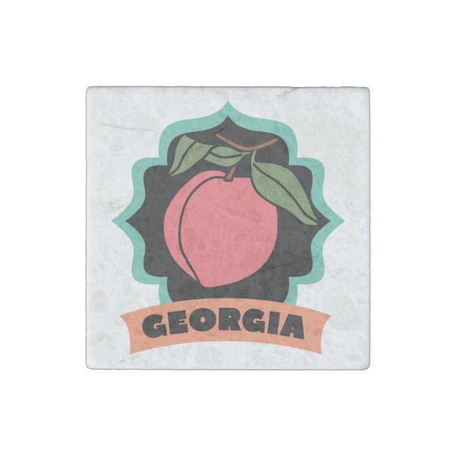 Georgia Peach Logo Stone Magnet (Front)