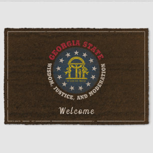 GEORGIA PEACH STATE FLAG FIBER DOORMAT