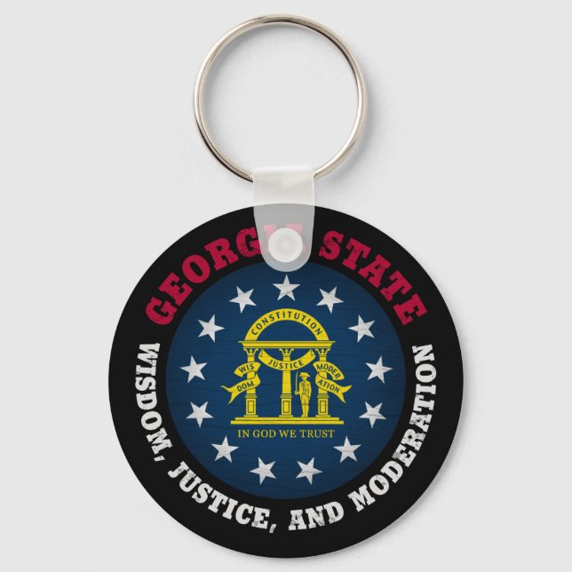 GEORGIA PEACH STATE FLAG KEYCHAIN (Front)