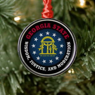 GEORGIA PEACH STATE FLAG METAL ORNAMENT