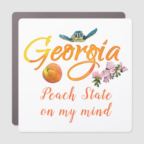 Georgia Peach State On My Mind Sea Turtle Azalea Car Magnet