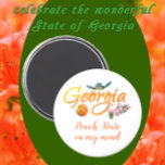 Georgia Peach State on my Mind Sea Turtle Azaleas Magnet<br><div class="desc">Georgia Peach State on my mind novelty magnet. This design includes a handsome swimming sea turtle,  a luscious peach,  and pretty pink azalea flowers. The magnet is available in different sizes and shapes. Celebrate the wonderful state of Georgia with this attractive design.</div>