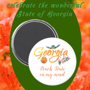 Georgia Peach State on my Mind Sea Turtle Azaleas Magnet