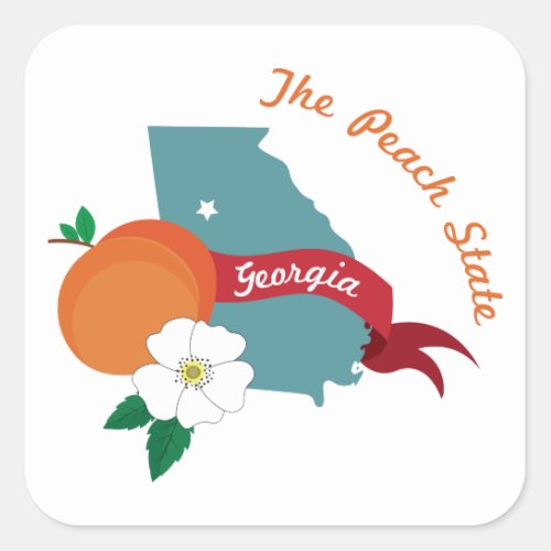 Georgia Peach State Square Sticker