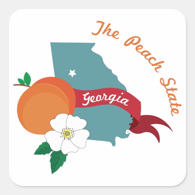 Georgia Peach State Square Sticker (Front)