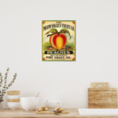 Georgia Peaches Crate Label Poster (Kitchen)