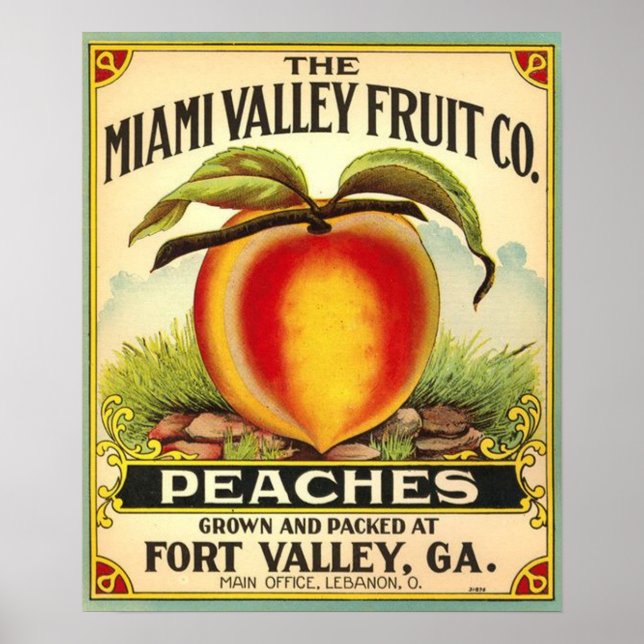 Georgia Peaches Crate Label Poster (Front)