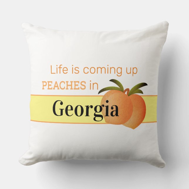 Georgia Peaches Square Throw Pillow (Front)