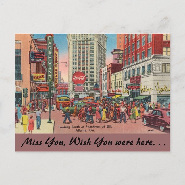Georgia, Peachtree & Ellis Streets, Atlanta Postcard (Front)