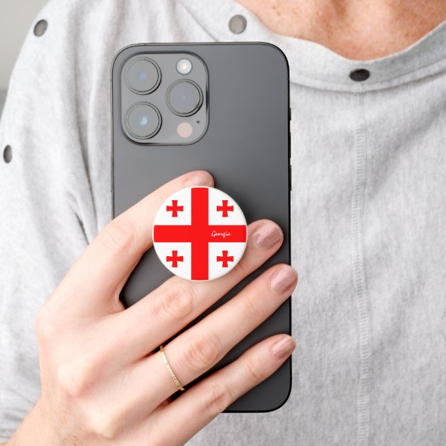 Georgia phone grip, patriotic Georgian Flag PopSocket (Hand)