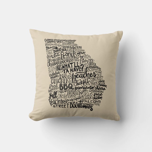 Georgia Pillow - Handlettered Design (Front)