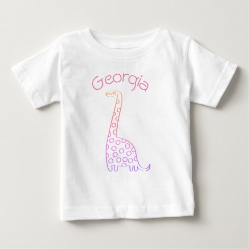 Georgia Pink Dinosaur to personalise   Baby T_Shirt