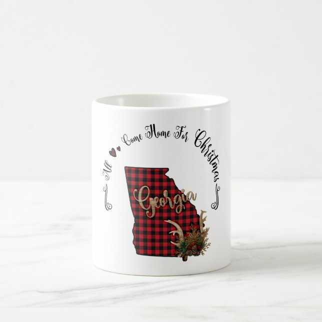 Georgia Plaid All Come Home For Christmas Coffee Mug (Center)