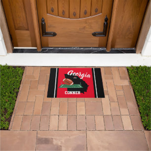 Georgia Red and Black Football Doormat