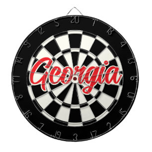 Georgia Red text Black and White Retro Dart Board