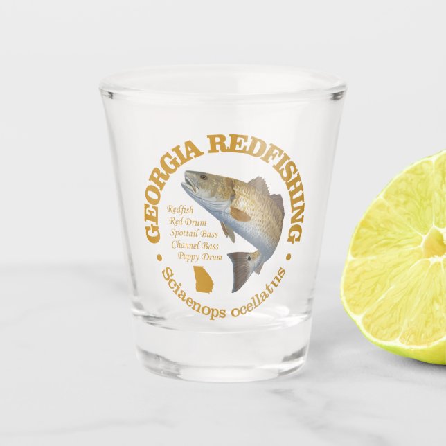 Georgia (redfish) shot glass (Front)