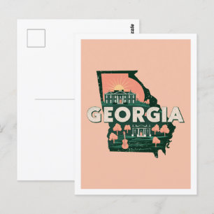 Georgia Retro Travel Design Iconic US States Postcard