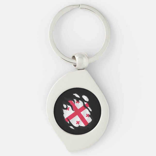 Georgia Ripped Flag Keychain (Front)