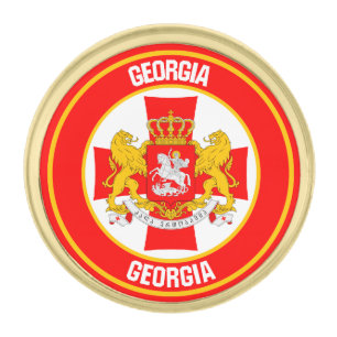 Georgia Round Emblem Gold Finish Lapel Pin