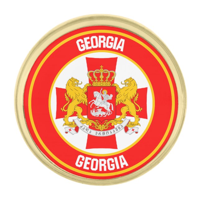 Georgia Round Emblem Gold Finish Lapel Pin (Front)