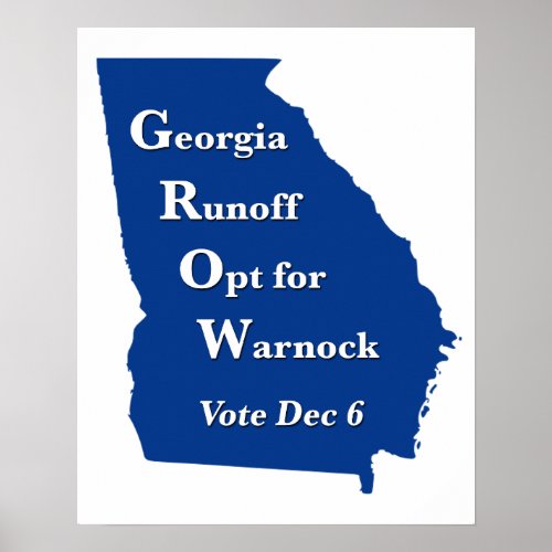 Georgia Runoff Opt for Warnock 2022 Poster