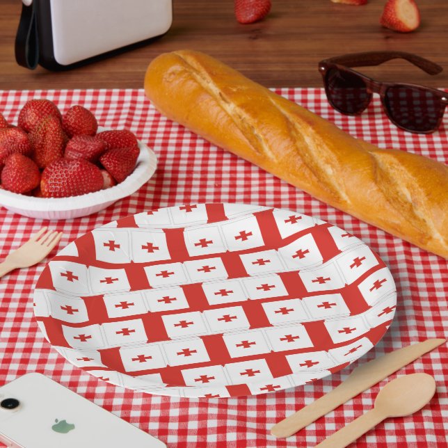 Georgia Sakartvelo flag pattern Paper Plates (Picnic)