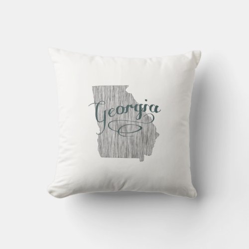 Georgia Shaped Typography Vintage Calligraphy Throw Pillow