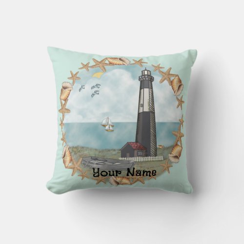 Georgia Shells Lighthouse custom name Pillow