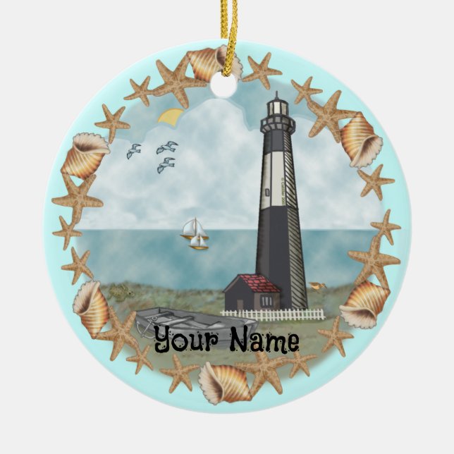 Georgia Shells Lighthouse Ornament (Front)
