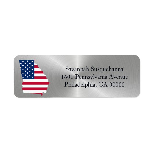 Georgia Silver American Flag Patriotic Label (Front)