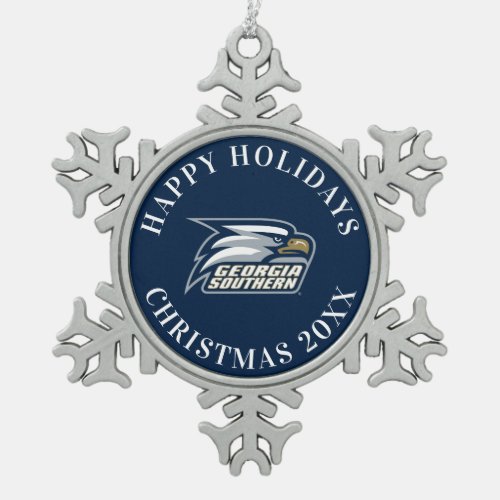 Georgia Southern Logo Snowflake Pewter Christmas Ornament