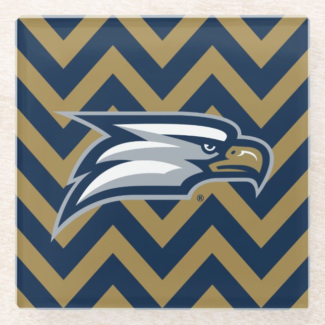 Georgia Southern University  Chevron Pattern Glass Coaster (Front)