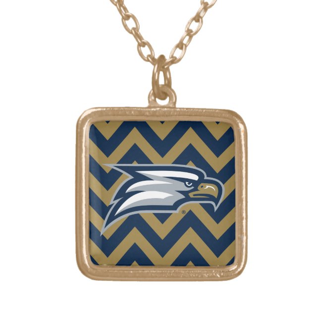 Georgia Southern University  Chevron Pattern Gold Plated Necklace (Front)