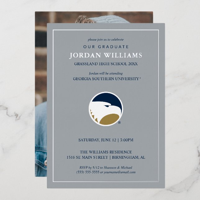 Georgia Southern University Graduation Eagle Foil Invitation (Front/Back)