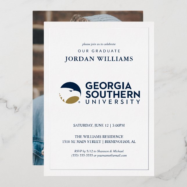 Georgia Southern University Graduation Eagle Foil Invitation (Front/Back)