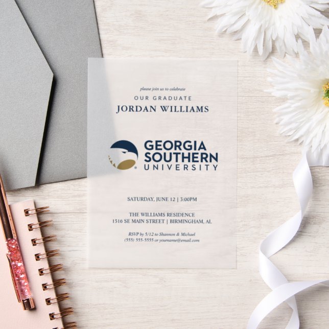 Georgia Southern University Graduation Eagle Vellum Invitations (Wedding)