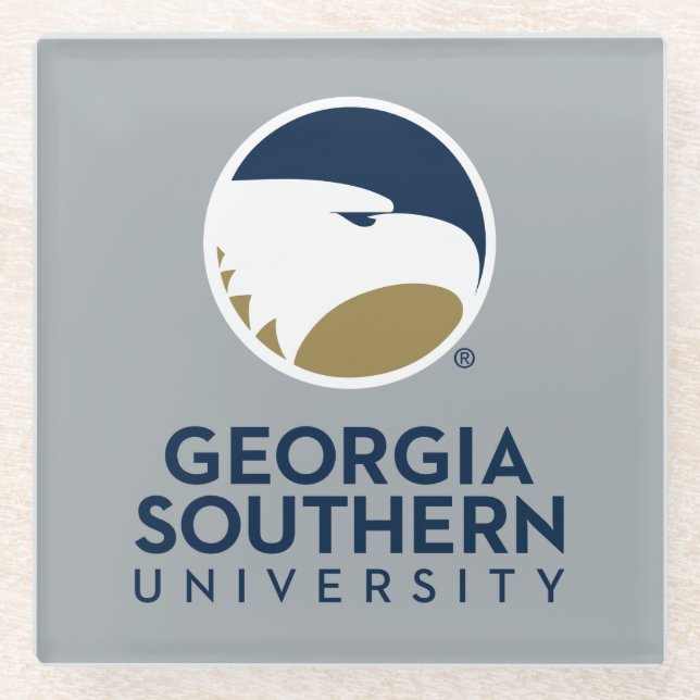 Georgia Southern University Logo & Text Glass Coaster (Front)